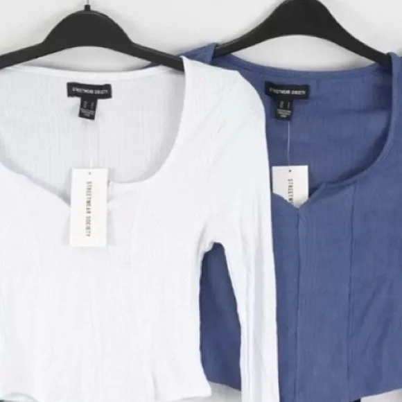 Lot of 3x NWT [Streetwear Society] Long-Sleeved Ribbed Fitted Corset Top Women’s - Picture 3 of 7